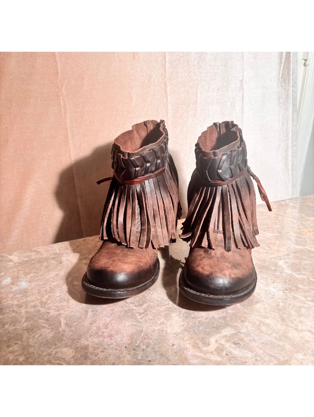 NWT “RARE” Freebird by Steven CHIEF Fringe Leather Luxe Ankle Boots Cocoa Size 9 - Picture 6 of 16
